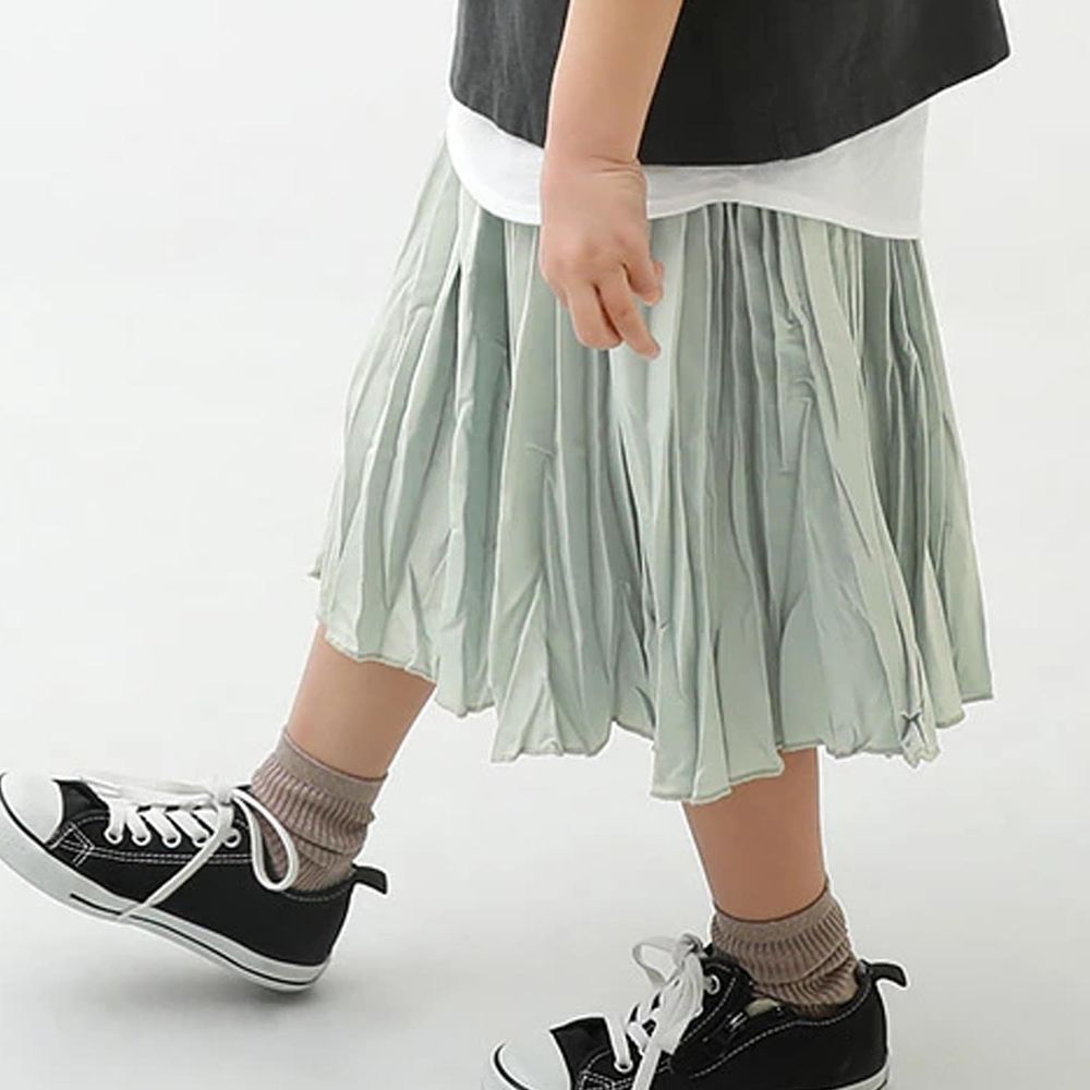 日本 devirock - 氣質皺摺飄逸百褶長裙-薄荷綠