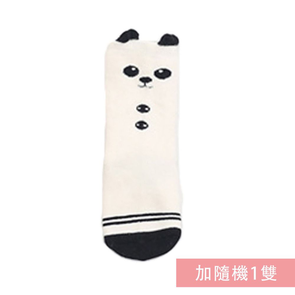 JoyNa - 加厚毛圈寶寶中筒襪-2雙入-白色熊貓+隨機1雙