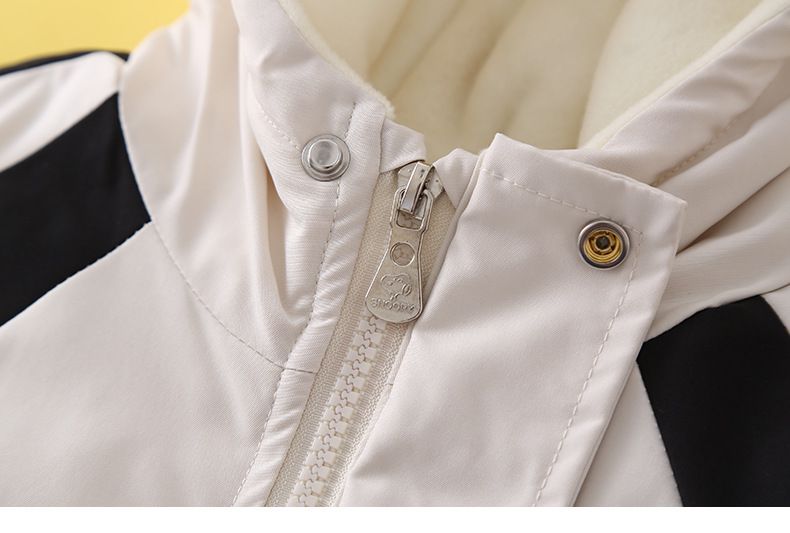 卡通人物史努比連帽防風外套/衝鋒外套-胸口SNOOPY-杏色