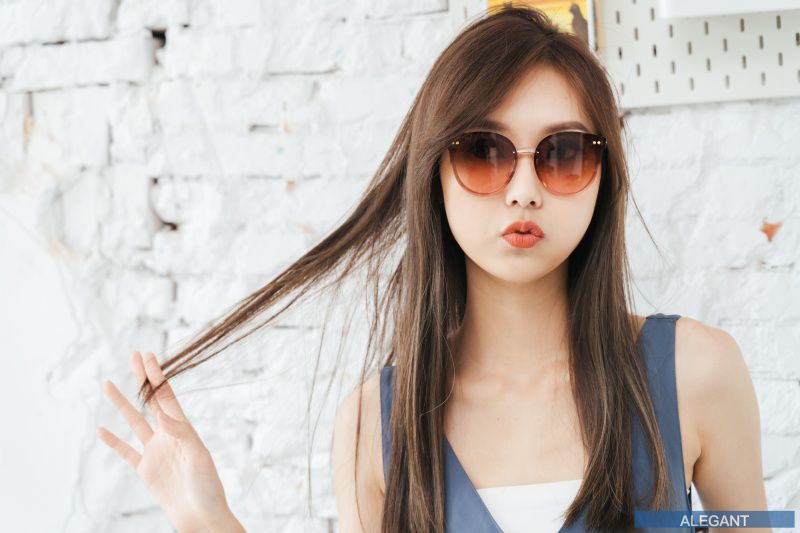 ALEGANT - 韓妞復古明星時尚波士頓框麥穗棕漸層墨鏡│UV400太陽眼鏡