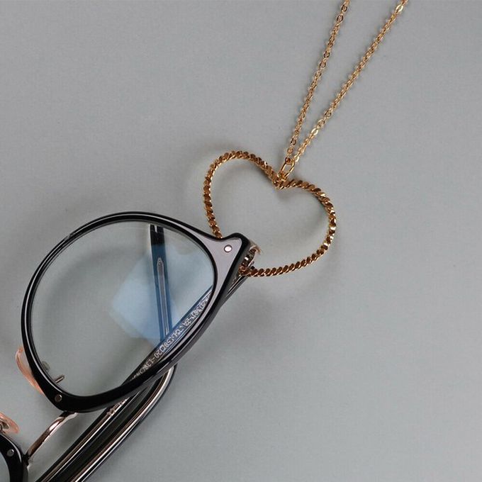 日本 Melody Accessory - 典雅心型2way長項鍊/眼鏡鍊-銀