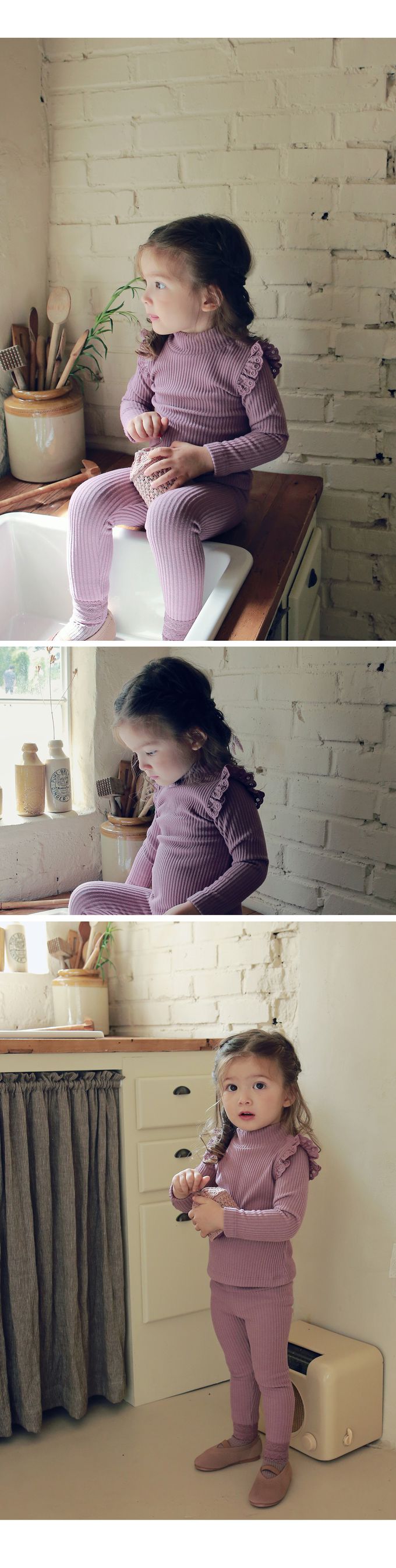 韓國 Puellaflo - 蕾絲布翅膀點綴彈性上衣-粉紫