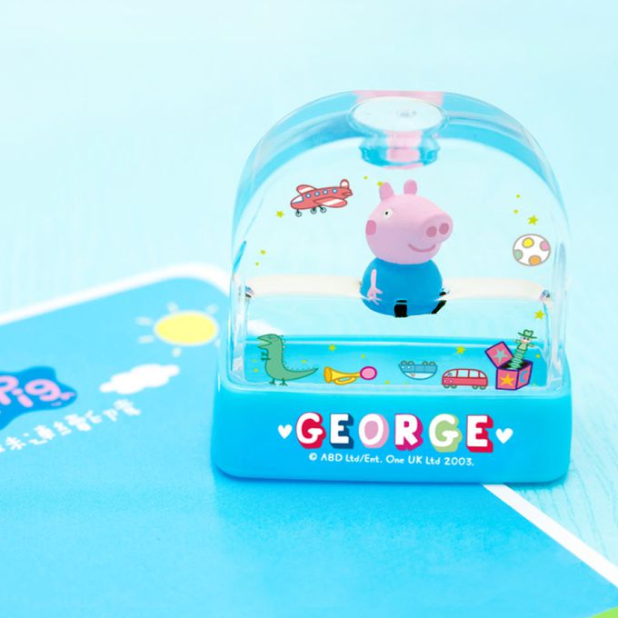 可愛卡通印章 - 水世界飄浮印章-彩繪佩佩豬(外殼藍)-紫 (3x1cm)