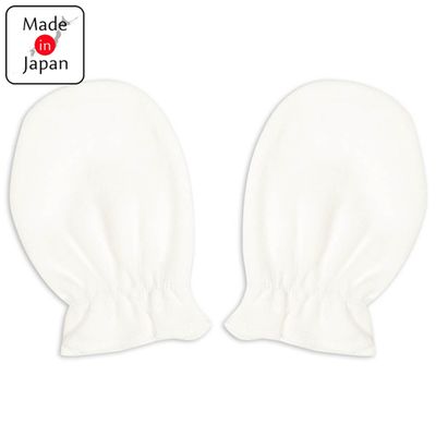 akachan honpo - 新生兒雙面羅紋布手套-素面-米白色 (50cm)