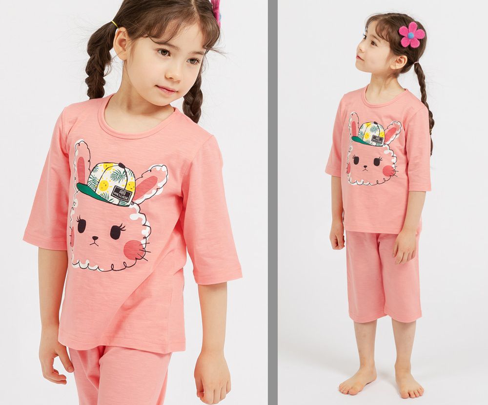 韓國 Mellisse - 韓製極致細柔7分袖家居服(無螢光棉)-去郊遊的小粉兔