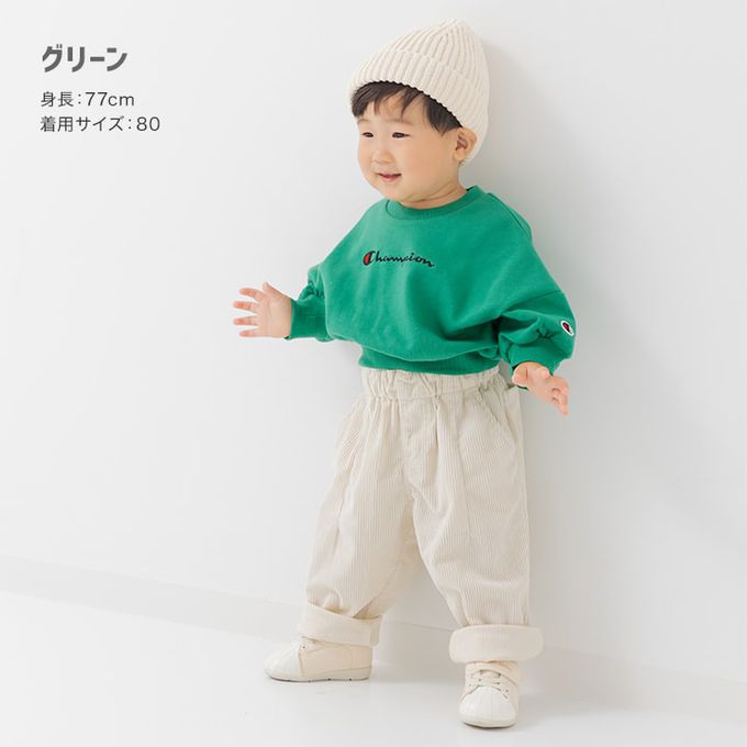 日本 Chil2 - Champion聯名 裏毛長袖上衣-單色logo-草綠