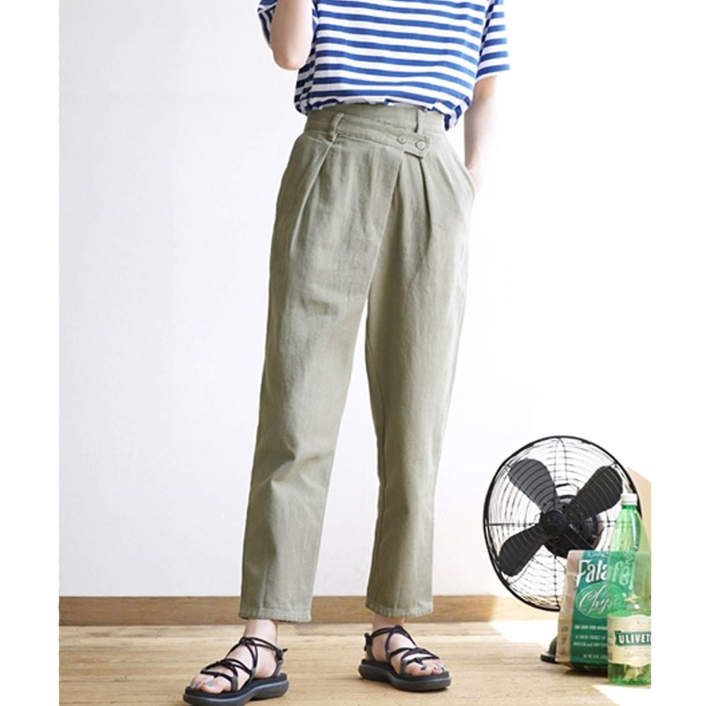 日本 zootie - 純棉復古設計感哈倫單寧長褲-綠