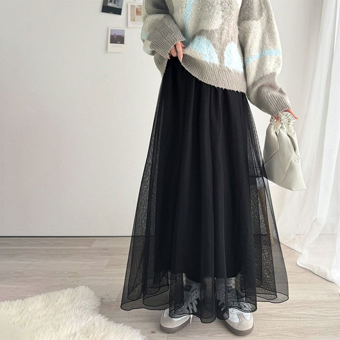 日本 Classical Elf - 浪漫蓬鬆層次感超長紗裙-灰