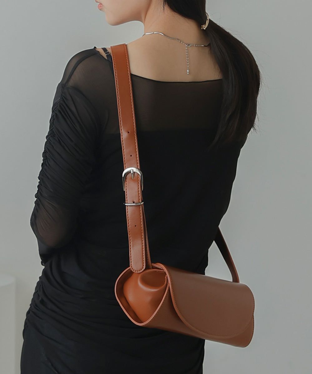 日本 Bab - 簡約皮革法棍小包-黑