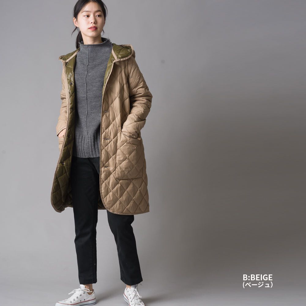 日本 OMNES - 超輕量保暖羽絨長版連帽外套-杏