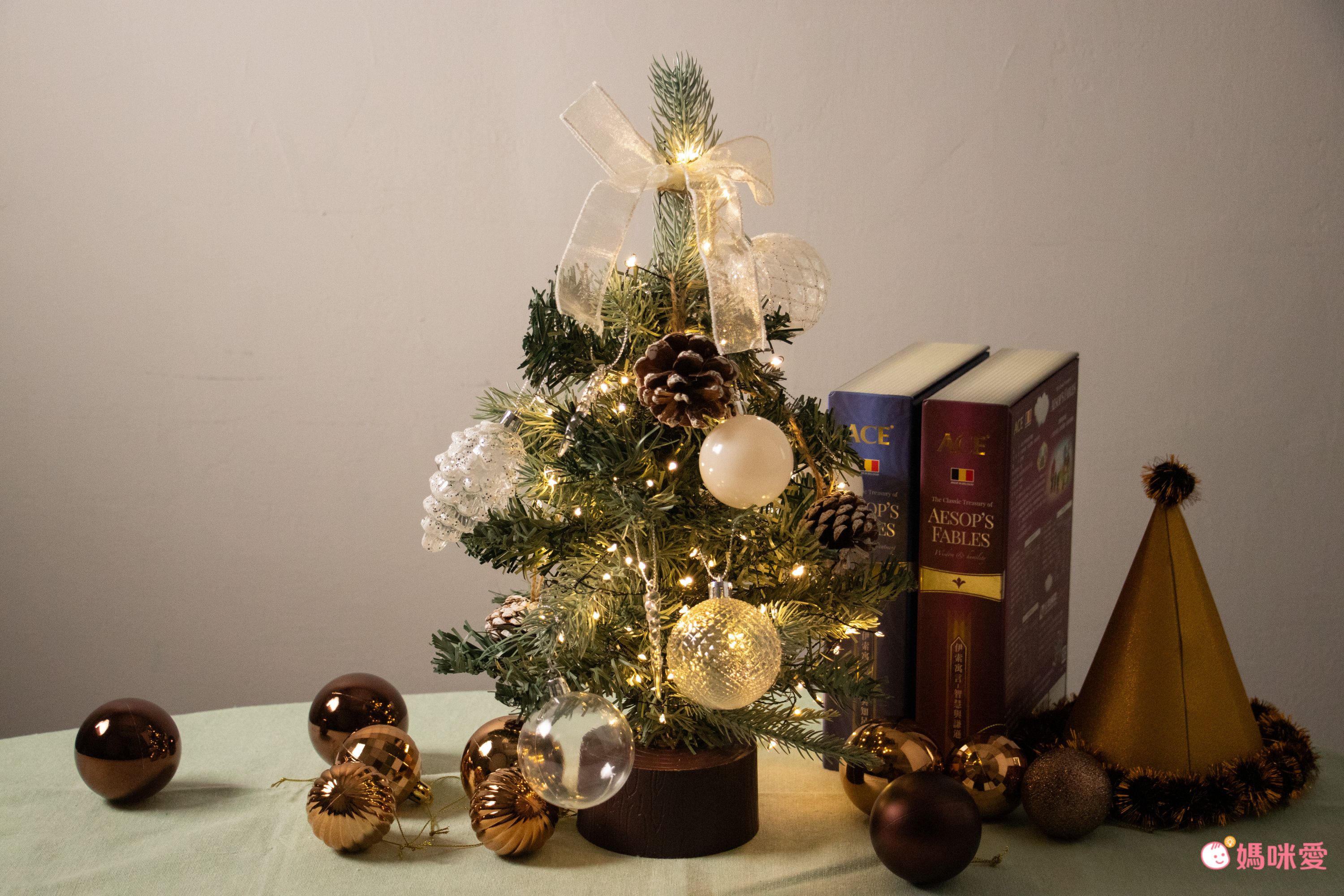 韓國 Bebe Deco - DIY迷你聖誕樹/聖誕樹燈飾組-復古霧紅 (30X45cm)