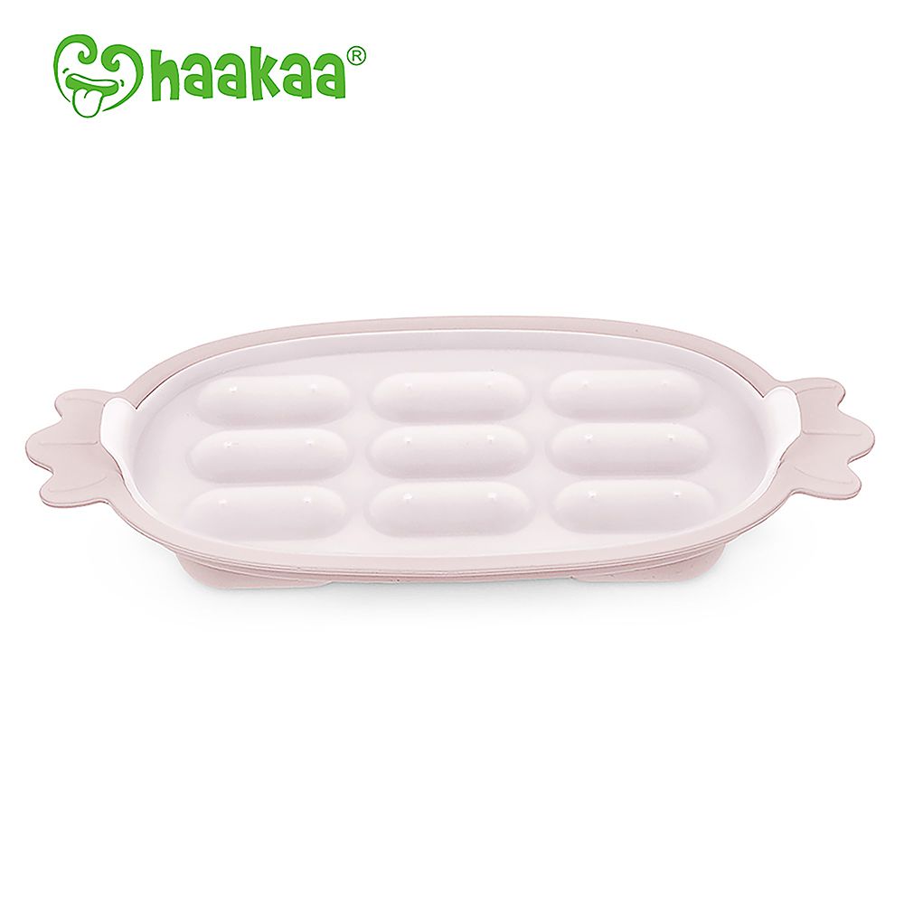 紐西蘭 HaaKaa - 矽膠輔食模具 (附蓋子)-粉膚色-9格x10mL