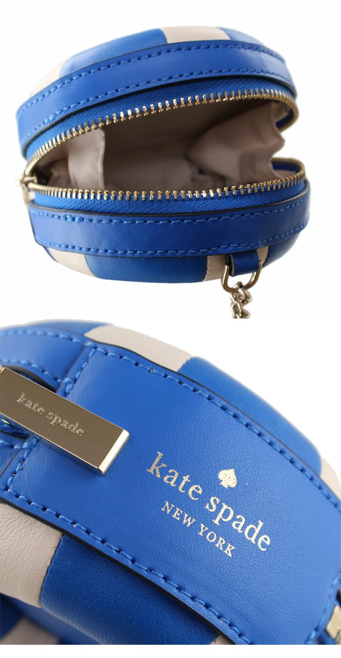 kate spade - 海洋風造型皮革零錢包-藍