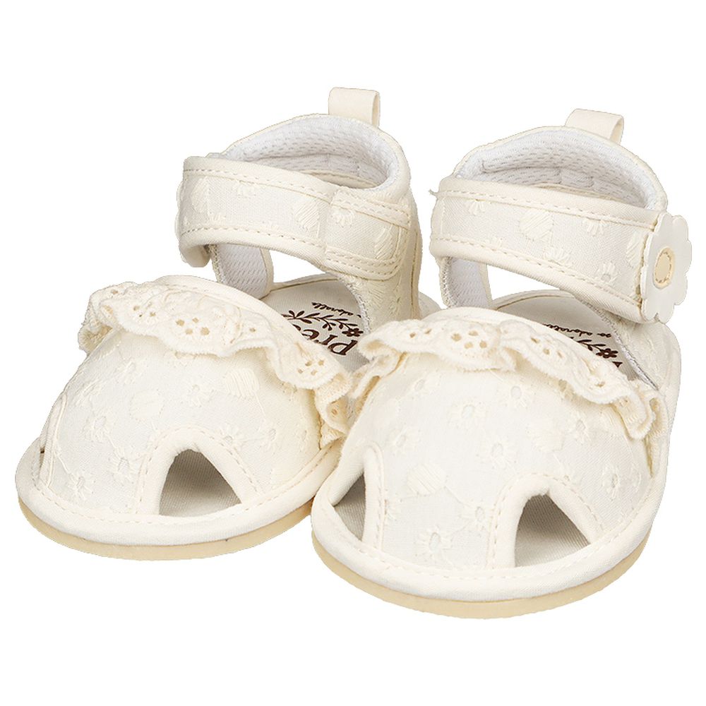 蕾絲學步涼鞋-白色