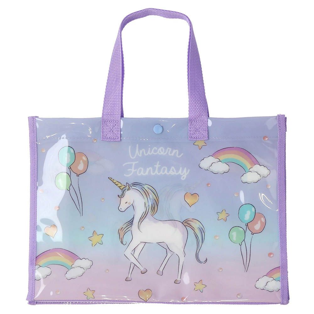 防水PVC手提袋/游泳包-彩虹獨角獸-薰衣草 (25x34cm)