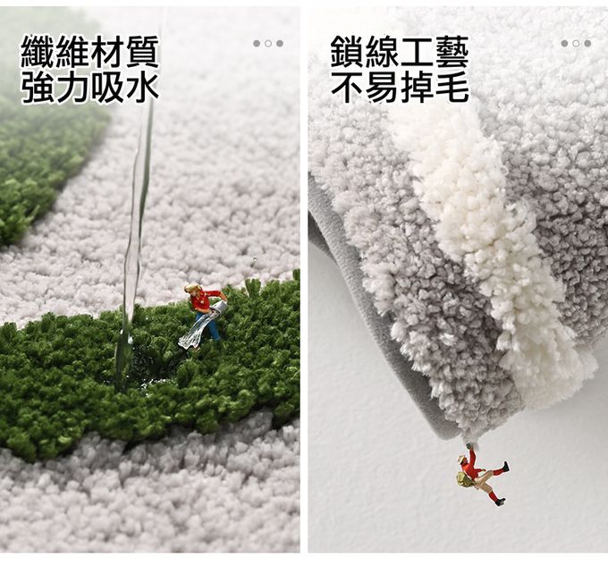 快速吸水植絨洗手台腳踏墊-SMILE奶油花花-灰色 (40x80cm)