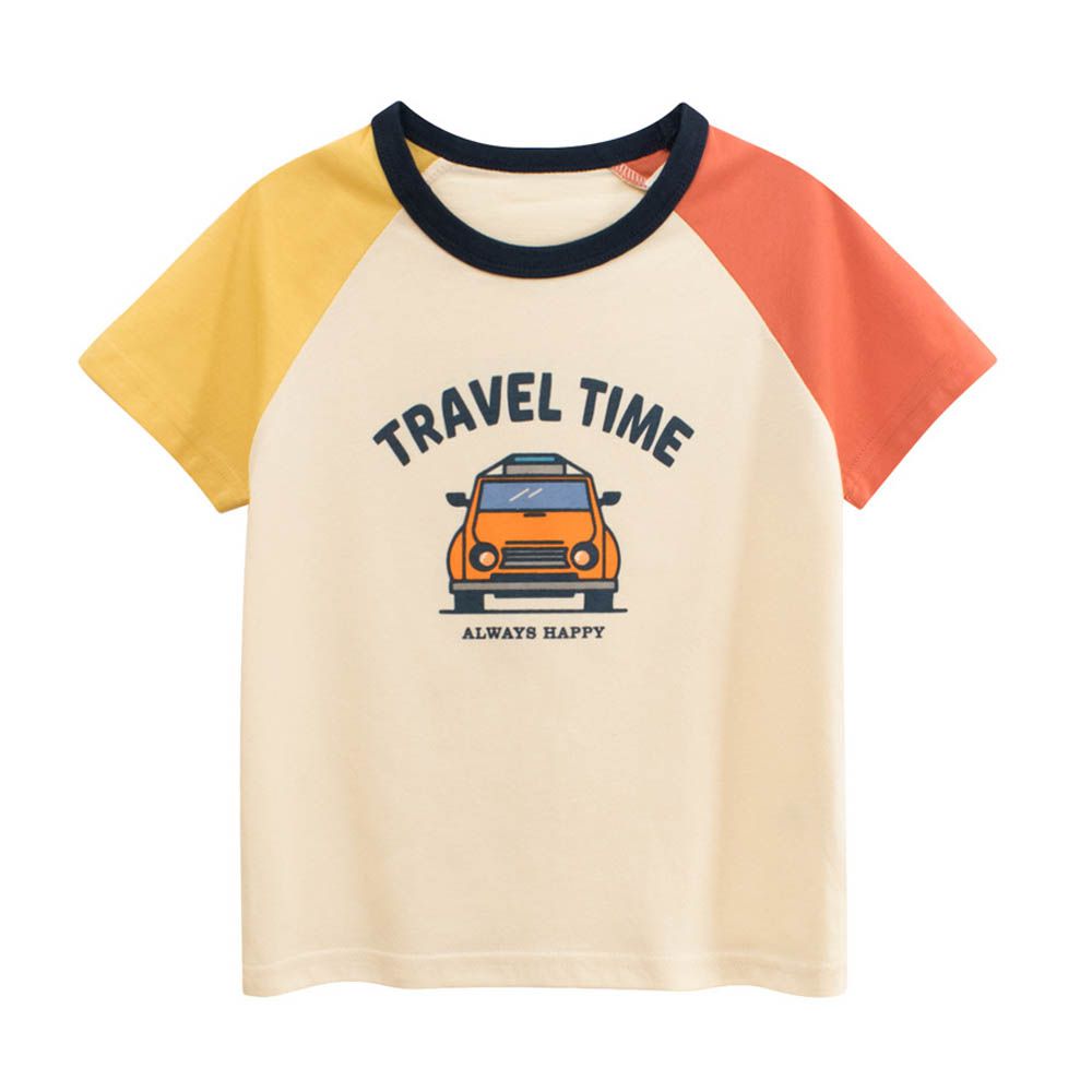 純棉短袖上衣-開車旅行-米杏