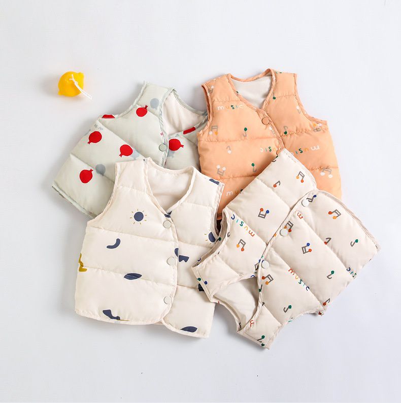 90%鴨絨兒童保暖防潑水背心-小雞-粉色