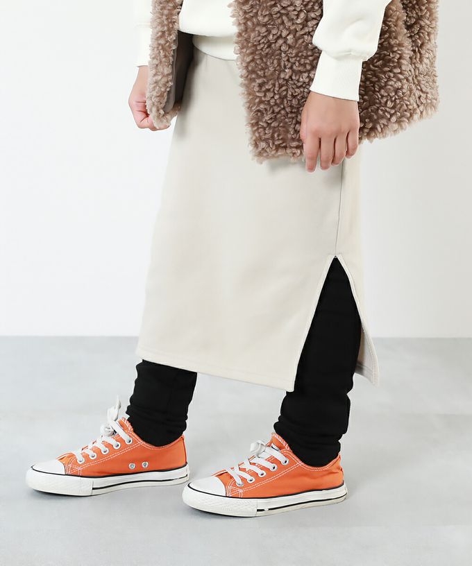 日本 devirock - RICH WARM 裏起毛時尚內搭褲長裙-淺灰x黑