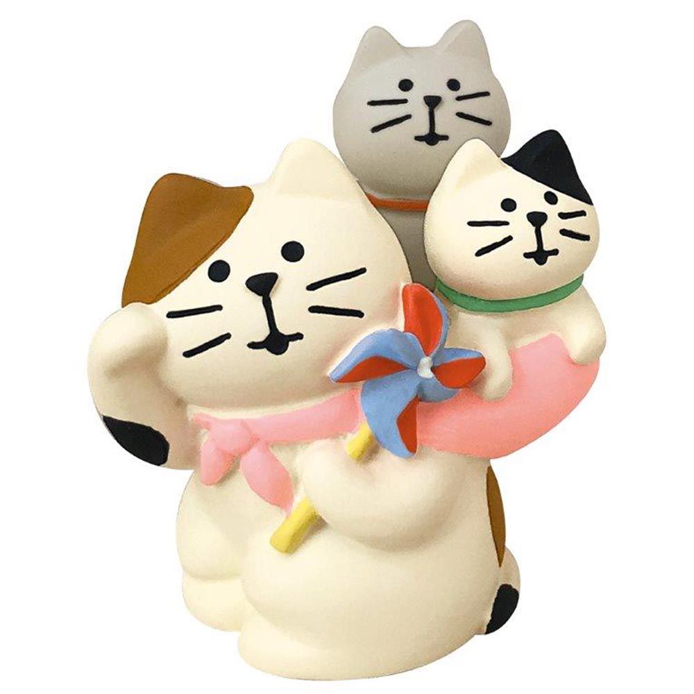 日本 Decole - 可愛新年小擺飾好運貓咪-家庭圓滿 (4.3x2.5x4.6cm)