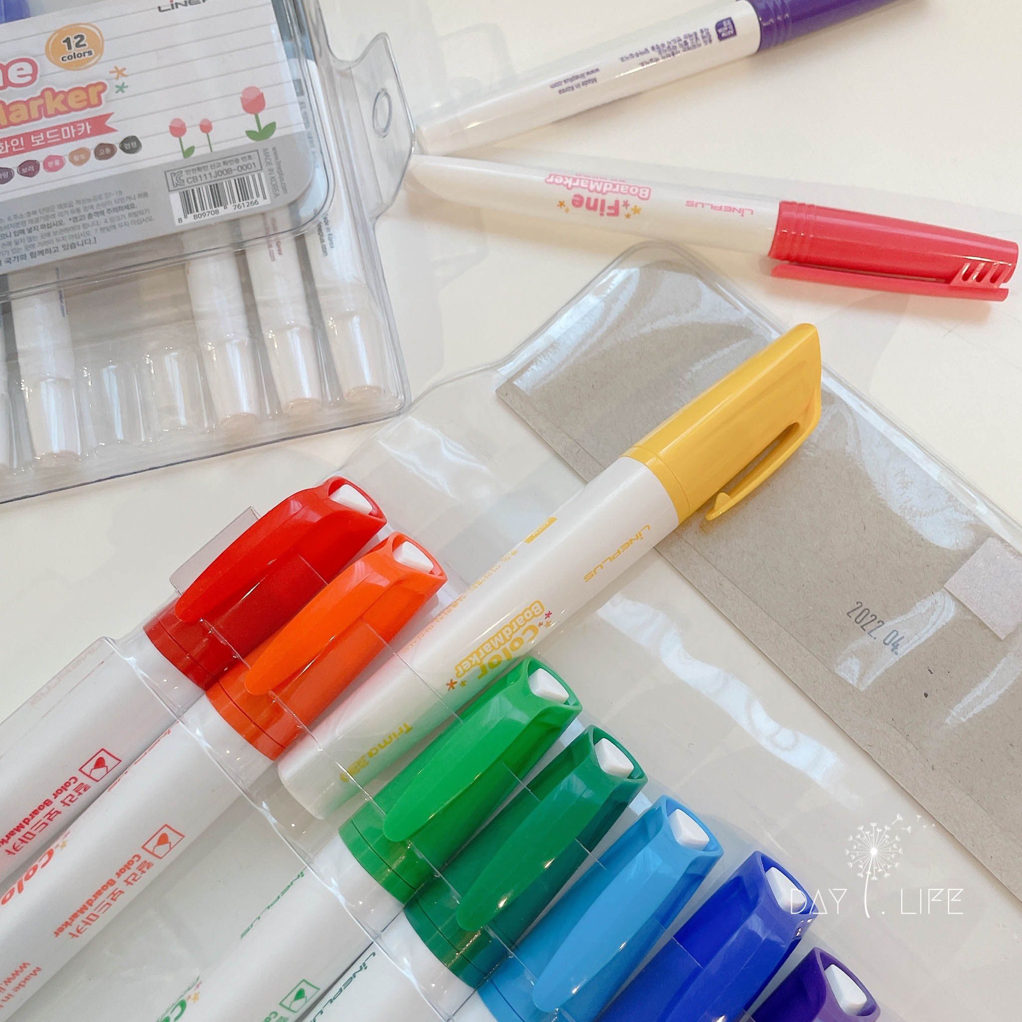 韓國LiNEPLUS - 韓國好寫無異味工學握把安全12色白板筆-細(圓形筆桿) (139mm X Ø12.70)