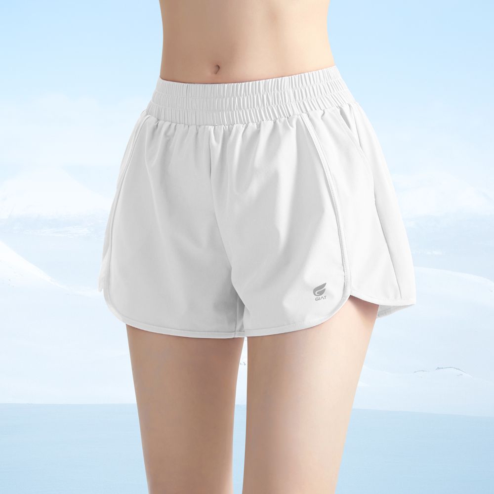 7A抑菌假兩件輕量口袋短褲-雪花白