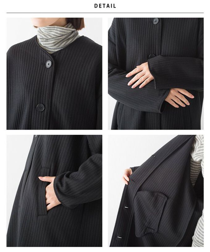 日本 OMNES - 圓領直絎縫修身長版大衣/外套-摩卡棕