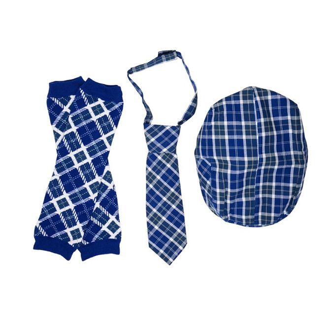 美國 juDanzy - 紳士寶寶禮盒三件組-海軍藍格紋款 (1-3Y)