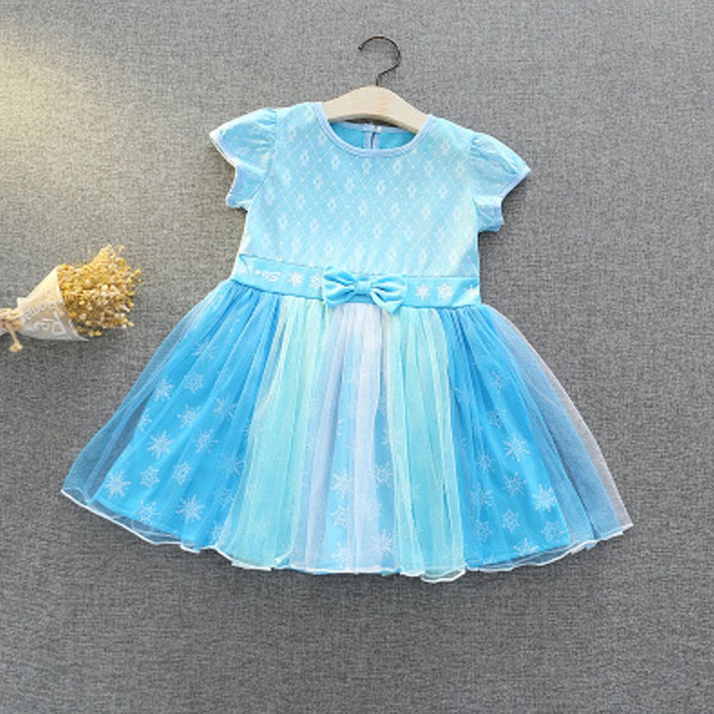 短袖造型公主裙-冰雪藍