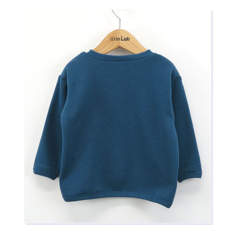 日本 ZOOLAND - 恐龍立體星星裏起毛長袖上衣-藍