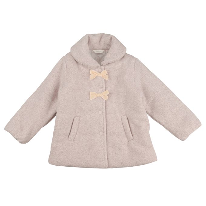 akachan honpo - 仿羔皮呢鋪棉夾克-粉紅色