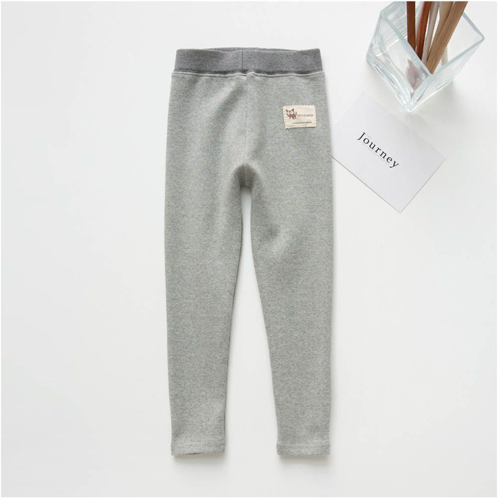 腰鬆緊拼色內搭褲-貓咪布標-淺灰