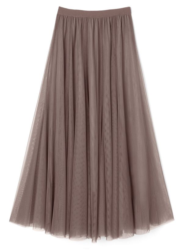 日本 GRL - 飄逸顯瘦雙層傘紗裙-灰摩卡 (M)