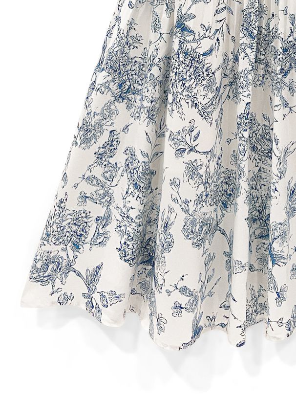 日本 GRL - 前後2WAY扭結印花洋裝-深藍