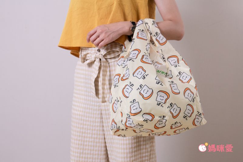 日本 OKUTANI - 童趣插畫便當寬底折疊購物袋-醜萌動物-卡其 (25.5x43x20cm)