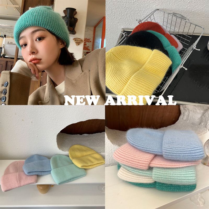 溫柔暖暖針織毛帽(30%兔毛)-米白色 (M（56-58cm）)