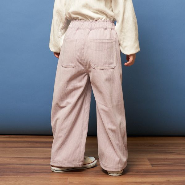 日本 Lycee mine - 小蝴蝶結燈芯絨寬版長褲-摩卡