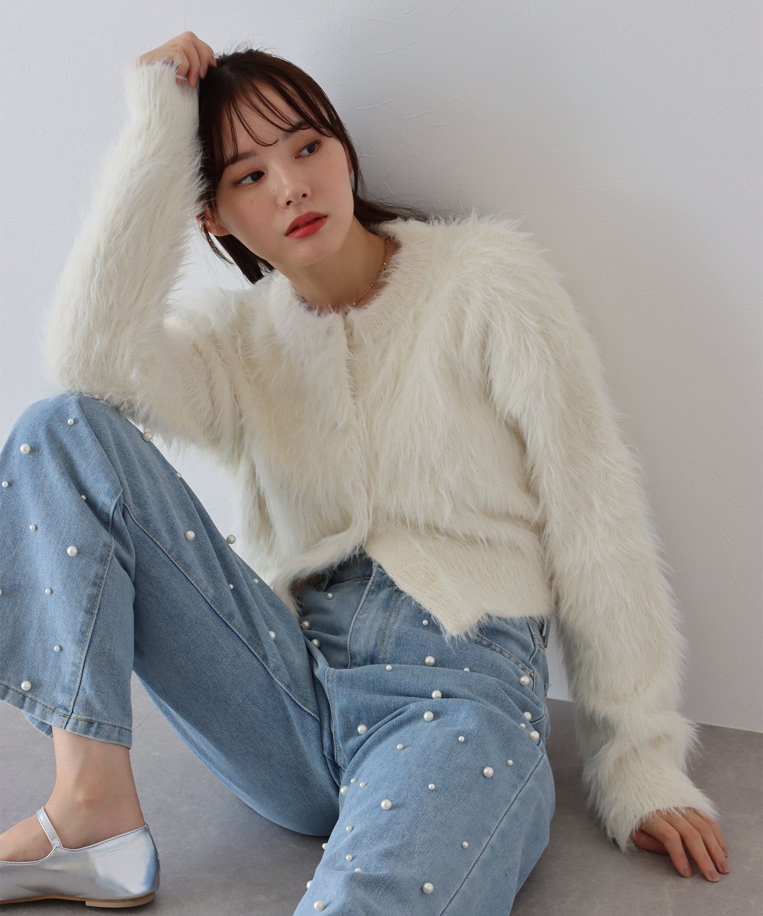 日本 BLUE EAST - 時尚毛絨感長袖外套-深灰