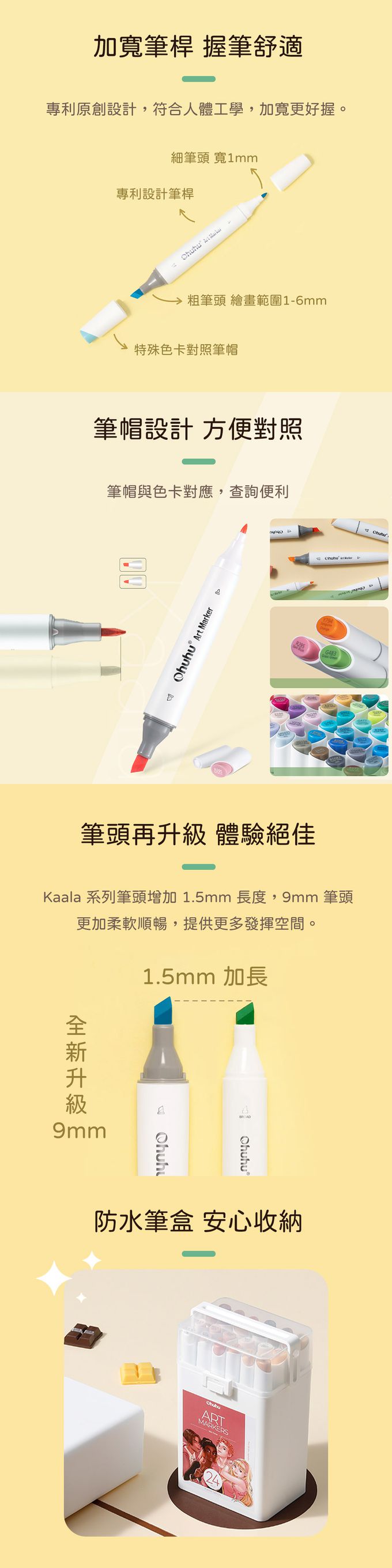 Ohuhu - Ohuhu Kaala 24色雙頭酒精性麥克筆套組 - 膚色系 (24色套組)