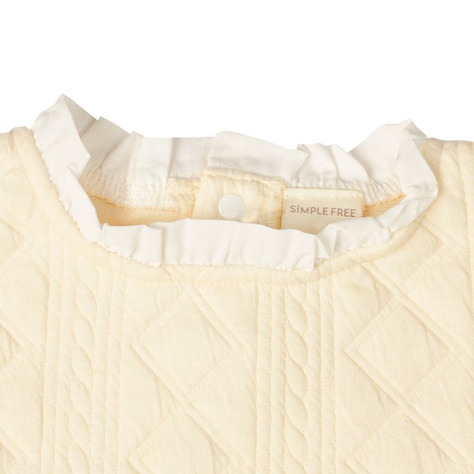 akachan honpo - 長袖鋪棉休閒上衣-下擺蕾絲-象牙白色