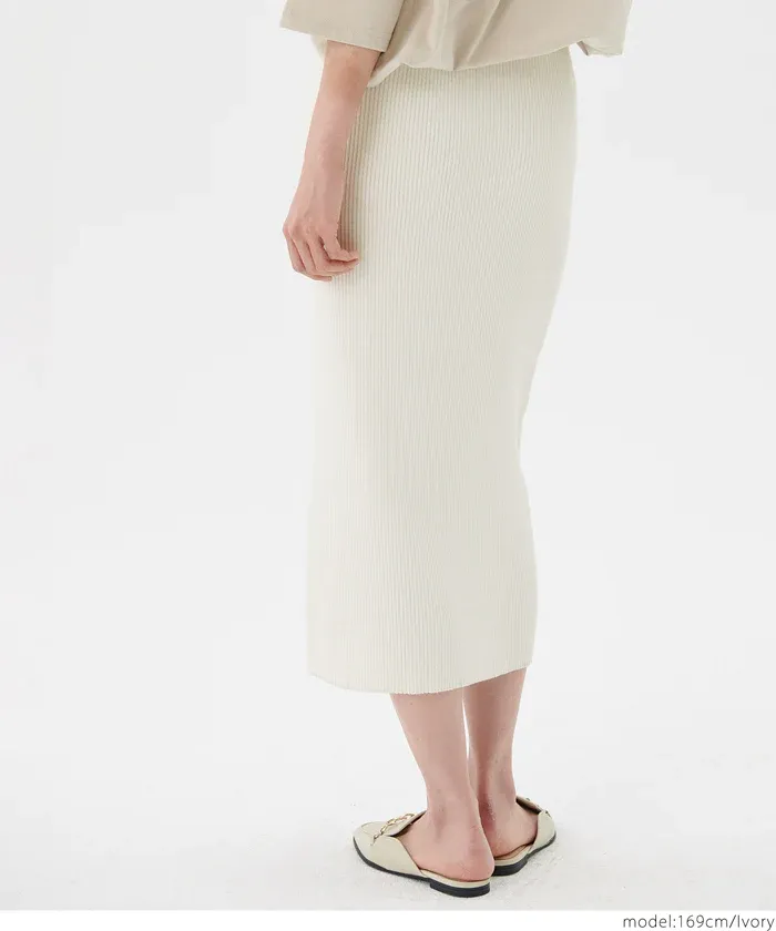 日本 COCA - 四季百搭彈性修身長裙-煙燻粉