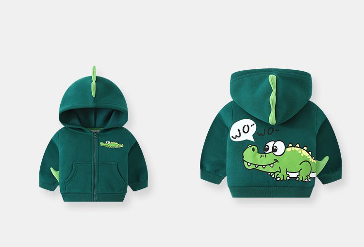 童趣立體造型連帽外套-大眼鱷魚-灰色