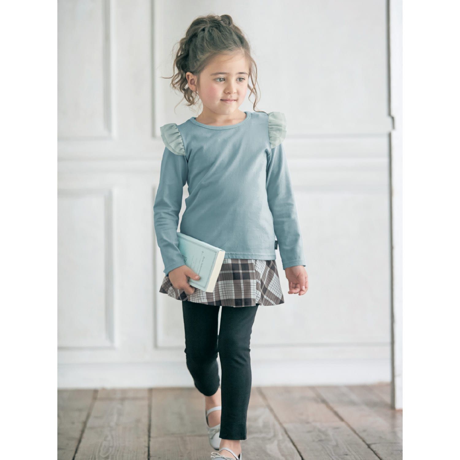 日本千趣會 - GITA 純棉圓領長袖上衣-荷葉滾邊-淺粉