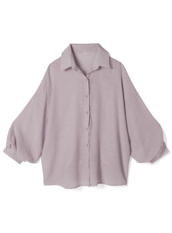 日本 GRL - 嫘縈混透膚澎澎長袖襯衫/薄外套-白