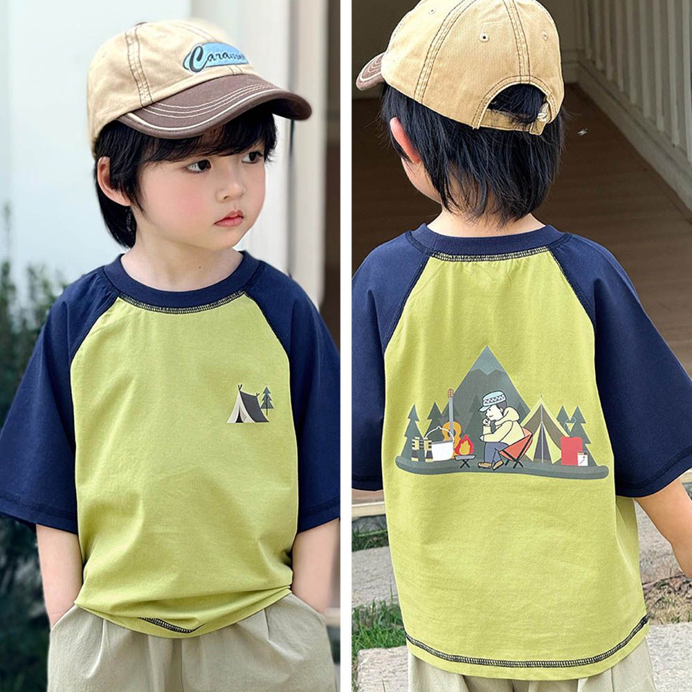 涼感吸濕透氣圓領短袖上衣-單人露營-綠色