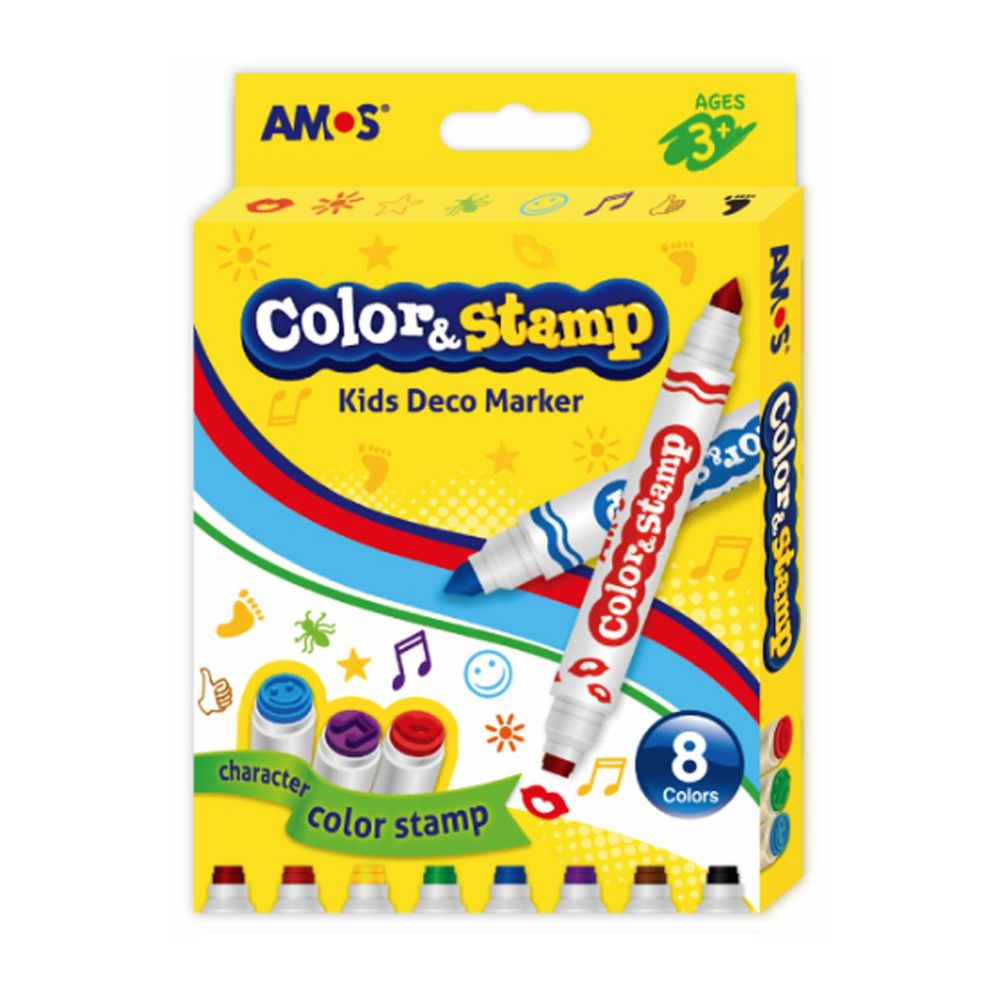 韓國 AMOS - 8色可水洗印章彩色筆