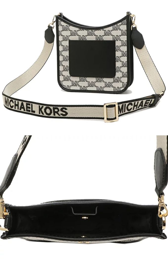 MICHAEL KORS - 滿版LOGO緹花斜背包-黑
