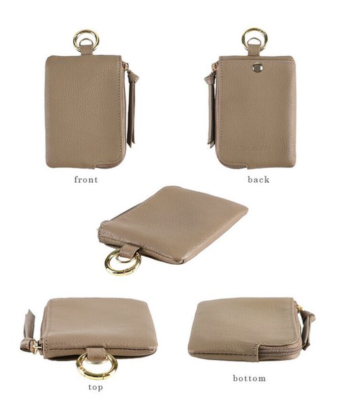 日本 LIZDAYS - 小巧真皮伸縮卡夾/零錢鑰匙包-湖水綠 (11.5x8cm)