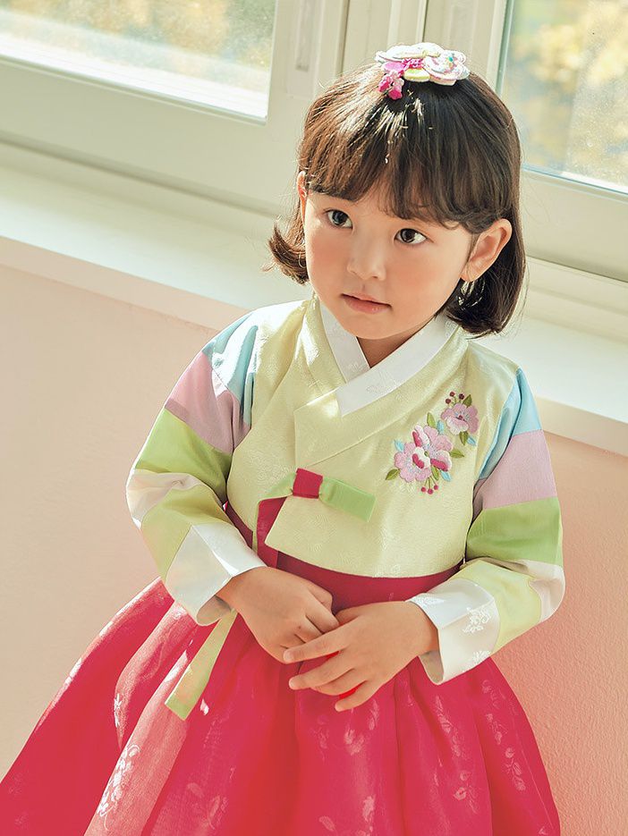 韓國 yedam - 女寶韓服-淺黃X紅-不含頭飾