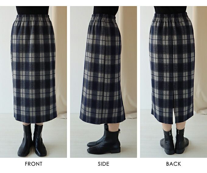 日本 BLUE EAST - 氣質修身學院風長裙-格紋-黑